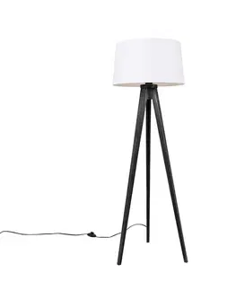 Trojnožka čierna s tienidlom z ľanu biele 45 cm - Tripod Classic