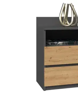 MELWIN M1 nočný stolík, antracit/ dub artisan