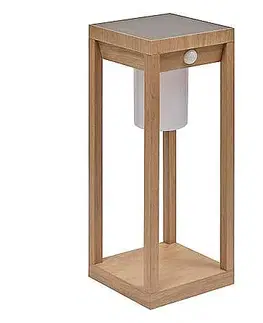 DEOKORK Záhradná solárna lampa 15x15x40 cm (efekt dreva)