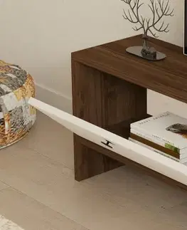 TV stolík Gaye - Walnut, White