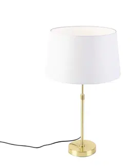 Stolná lampa zlatá/mosadzná s bielym ľanovým tienidlom 35 cm - Parte