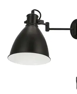 Nástenná lampa čierna nastaviteľná 1xE27 Espera