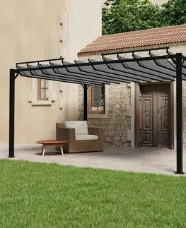 Pergola s lamelovou strechou 3 x 4 m hliník / látka Dekorhome