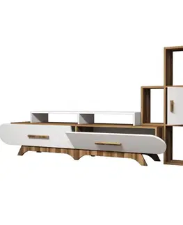 TV skrinka / Obývacia stena Flora S - Walnut, White