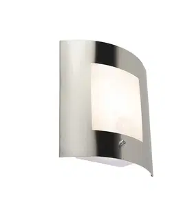 Vonkajšia nástenná lampa oceľ IP44 senzor súmraku - Emmerald
