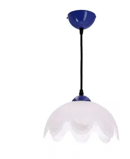Závesná lampa COLORI chrpa modrá 1x60W E27 s bielym tienidlom, moderné svietidlo do obývačky, spálne, kuchyne, jedálne a interiéru domácnosti.