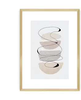Dekoria Plagát Abstract Lines II, 30 x 40 cm, Ramka: Złota