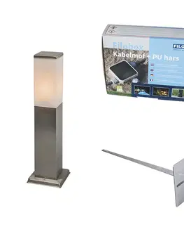 Vonkajšia lampa oceľová 45 cm IP44 - Malios so zemným hrotom a káblovou prírubou