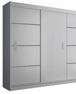 KONDELA Merina 250 3D šatníková skriňa s posuvnými dverami biela / čierna