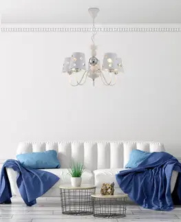 Biely luster závesná lampa 5xE14 Batley Ledea
