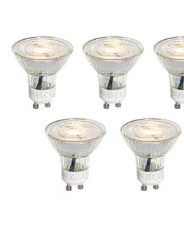Sada 5 GU10 50 mm 3-krokových stmievateľných Kelvin LED žiaroviek číra 4,5 W 380 lm 2000-2700 K