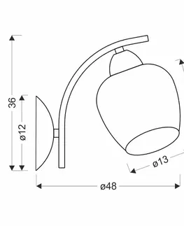 MERRA čierna nástenná lampa 1x40W E27 jantárové tienidlo