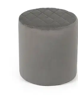 Taburet SOFT GRID Puf, sivý zamat