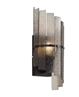 Dizajnová nástenná lampa čierna s dymovým sklom - Versailles
