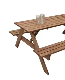 DEOKORK Masívny drevený pivný set z borovice 180 cm hrúbka 30 mm (morený)