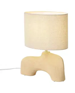 Wabi Sabi stolná lampa béžová s ľanovým tienidlom 35cm - Florence