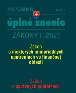 Zákony 2021 I aktualizácia I 2 – Daňové a účtovné zákony