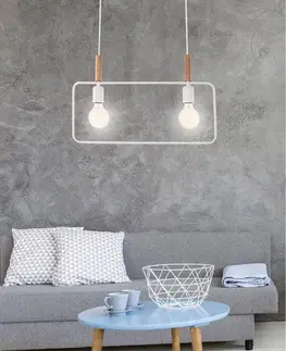 Závesná lampa biela s nastaviteľnou výškou 2x60W E27 rám