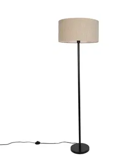 Moderná stojaca lampa čierna s béžovým buklé tienidlom 50 cm - Simplo
