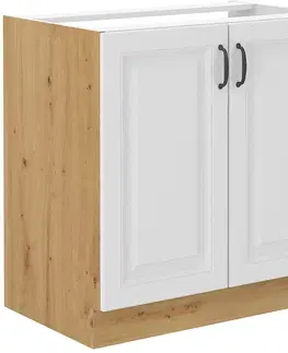 STELLA 80 dolná drezová skrinka, biela/dub Artisan