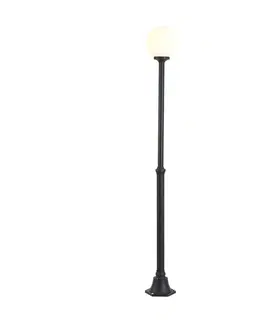 Klasická vonkajšia stojaca lampa čierna s opálovým sklom 210 cm IP44 - Champs
