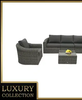 DEOKORK Ratanová modulová zostava BORNEO LUXURY pre 5 osôb (sivá)