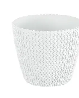 PROSPERPLAST - Obal na kvetináč SPLOFY 13cm biely, umelá hmota