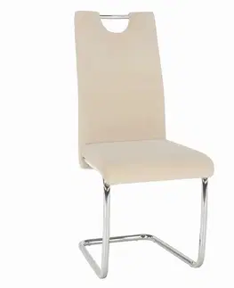 KONDELA Abira New jedálenská stolička béžová (Velvet) / chróm