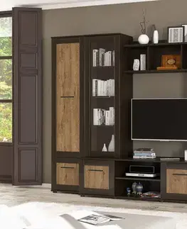 NOKA elegantná obývacia stena, wenge, dub april