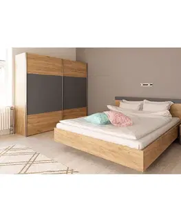 KONDELA Gabriela New 160 spálňová zostava dub artisan / grafit