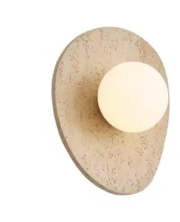 Nástenná lampa Japandi prírodný kameň organická s opálovým sklom - Josie