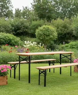 KONDELA Loris pivný set 1+2 prírodná / čierna