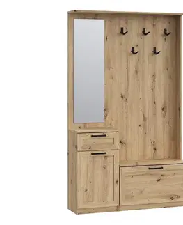 Predsieňová stena so zrkadlom KAVI dub artisan NIKD041-D78