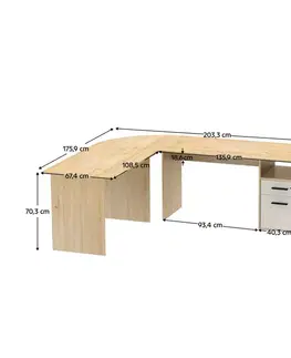 KONDELA Maurus MA11 New rohový pc stolík dub artisan / kašmír