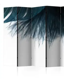 Paraván Dark Blue Feather Dekorhome