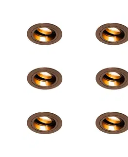 Sada 6 zapustených bodových svetiel tmavý bronz okrúhle nastaviteľné - Chuck
