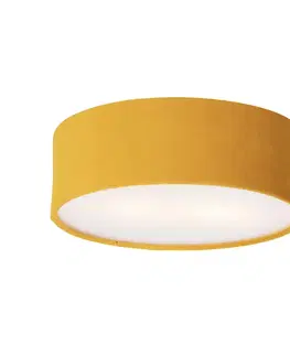 Moderné stropné svietidlo žlté so zlatým vnútrom 30 cm - Drum