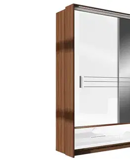 HOLAND šatníková skriňa so zrkadlom 250L biely lesk
