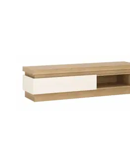 KONDELA Leonardo LYOF 2 tv stolík s osvetlením dub riviera / biela
