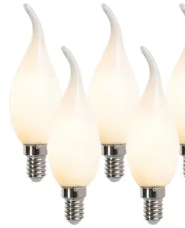 Sada 5 stmievateľných LED žiaroviek s vláknom sviečky E14 F35 matné 3W