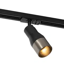 Moderný bodový reflektor čierny s gunmetalom pre 1-fázový koľajnicový systém GU10 50mm - Iconic Kohua