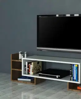 TV skrinka / Obývacia stena Sema - White, Walnut