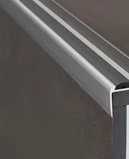 Schodový profil 36 x 20 mm s protišmykovými gumami (skrutkovací) Stříbro E01