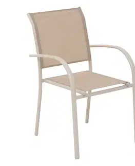 DEOKORK Hliníkové kreslo s textíliou VALENCIA (ivory)