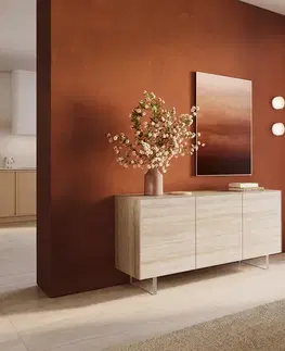 DELIFE Komoda Cuor 150 cm keramika Laminam® Travertino Bianco krémovo biela 3 dvierka podstava závesná akrylové sklo