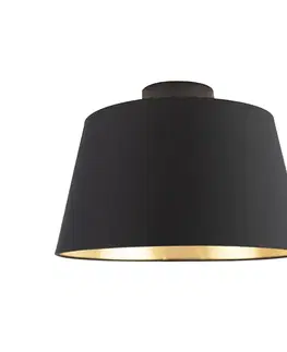 Stropné svietidlo s bavlneným tienidlom čierne so zlatom 32 cm - Combi Black