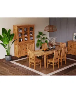 Stolička Guru s rebrovaním indický masív mango