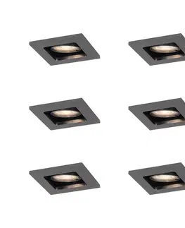 Sada 6 moderných zapustených bodových svetiel Gunmetal GU10 50mm okrúhle naklápacie - Qure