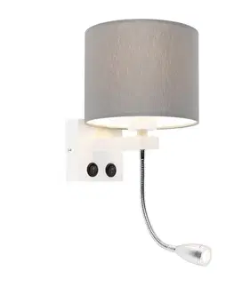 Moderná nástenná lampa biela so sivým tienidlom - Brescia