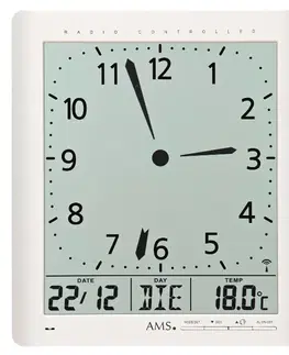 Digitálne nástenné aj stolové hodiny 5896 AMS riadené rádiovým signálom